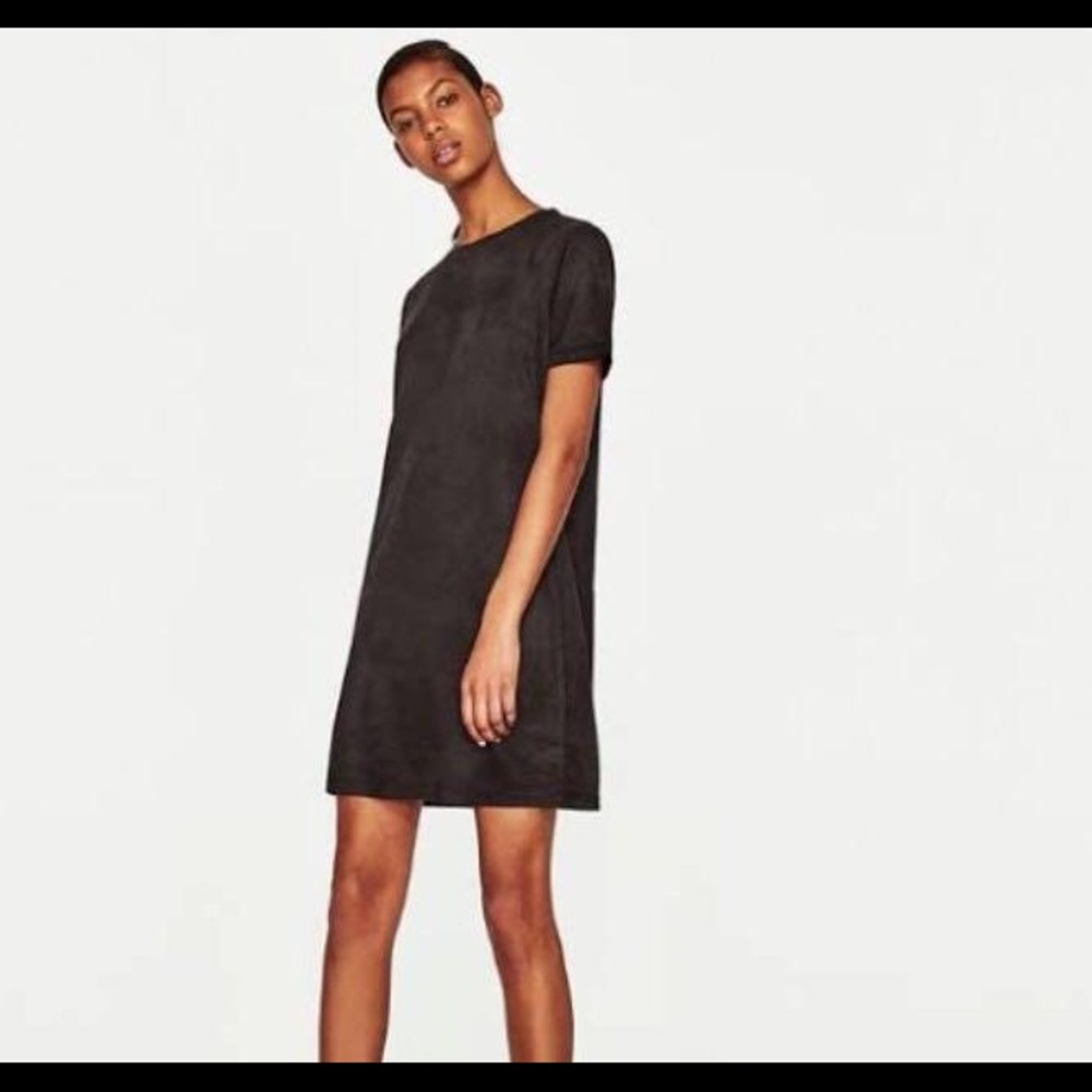 Zara Trafaluc Faux Suede Charcoal Grey Dress | Size Large | SS17